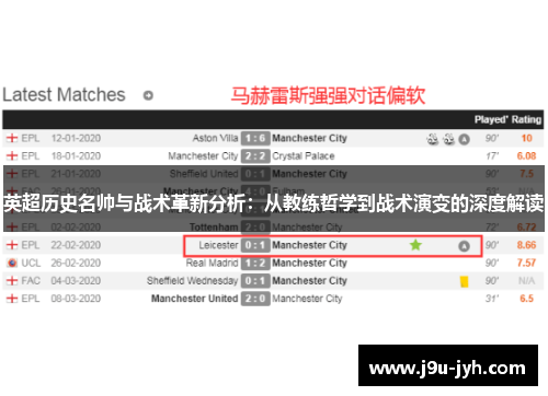 英超历史名帅与战术革新分析：从教练哲学到战术演变的深度解读